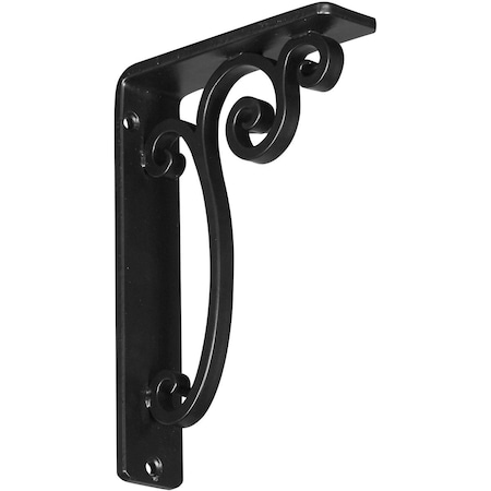 Ekena Millwork Avery Wrought Iron Bracket, (Single center brace), Powder Coated Black 1 1/2"W x 5 1/2"D x 8"H BKTM01X05X08SAV
